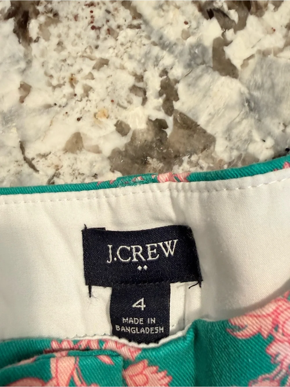 J.Crew Size 4 Green Pink Floral Print Chino Shorts Preppy Resort